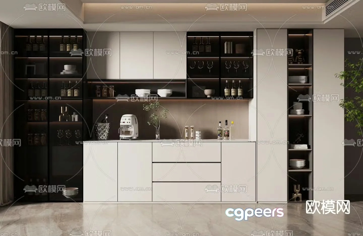 Modern wine cabinet sideboard 3d model
