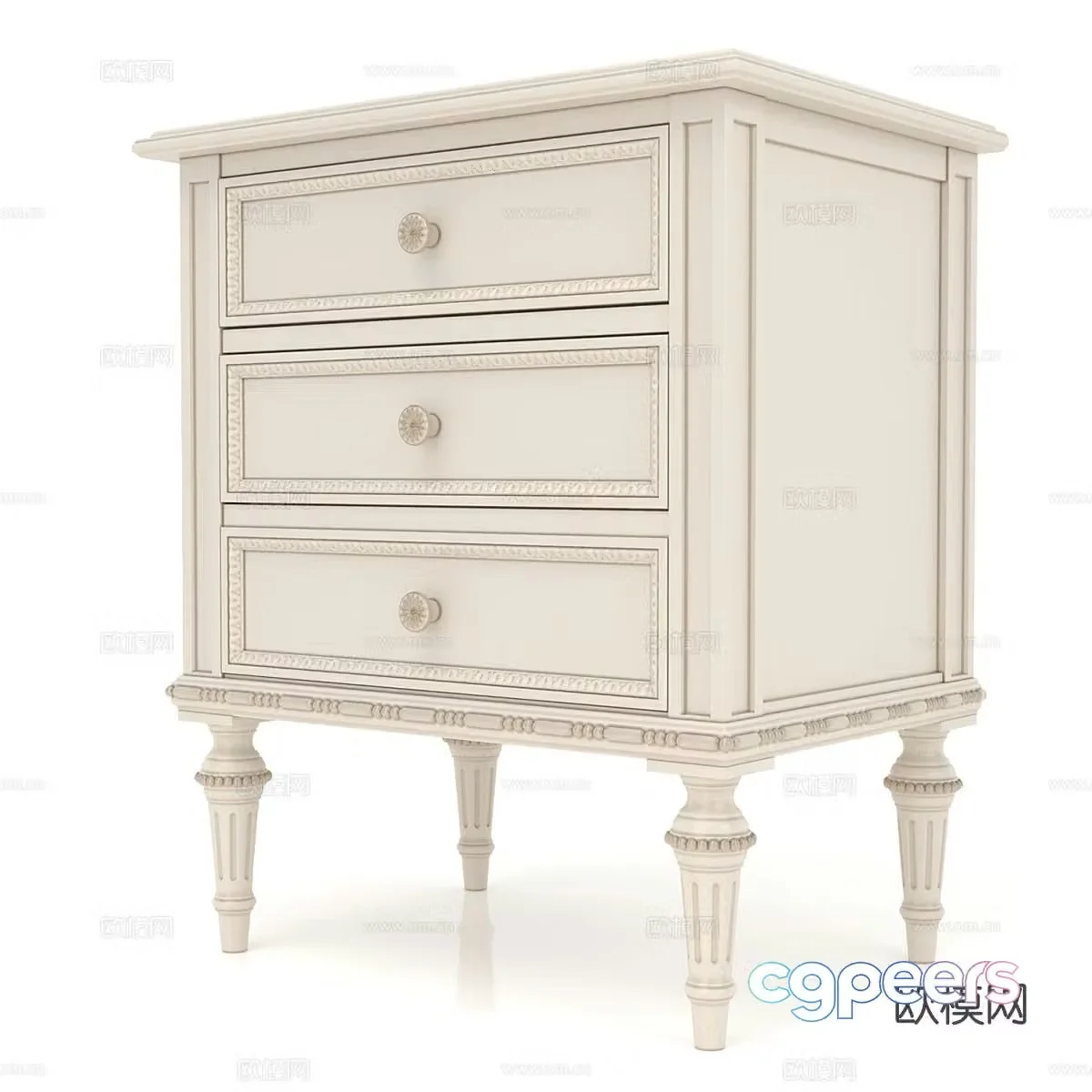 French bedside table 3d model