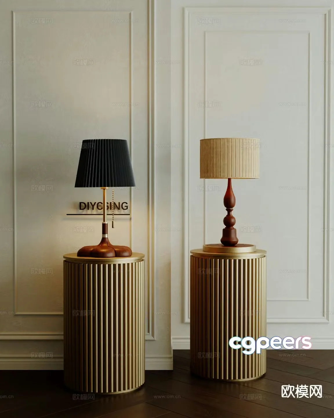 French table lamp medieval style table lamp 3d model