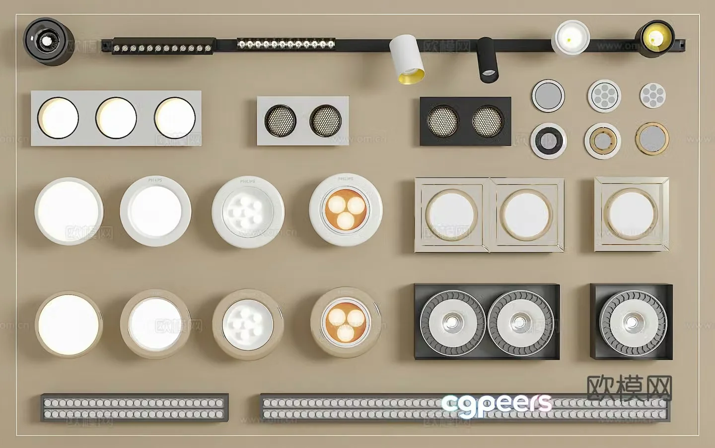 Track spotlight downlight linear lamp embedded downlight magnetic spotlight 3D model