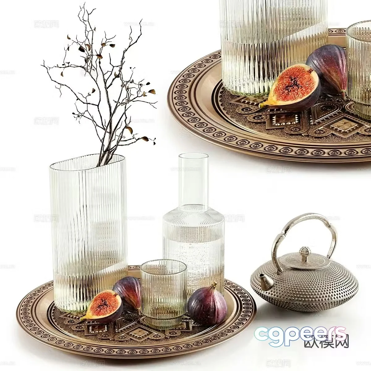 Tableware combination glass vase 3d model