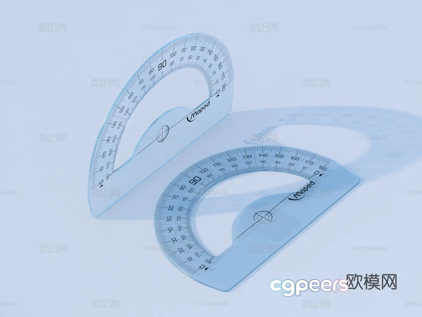 Protractor Triangle Board Stationery School Supplies 3D Model