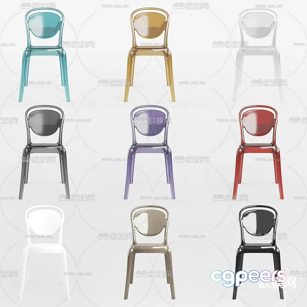 Acrylic chair dining chair 3d model