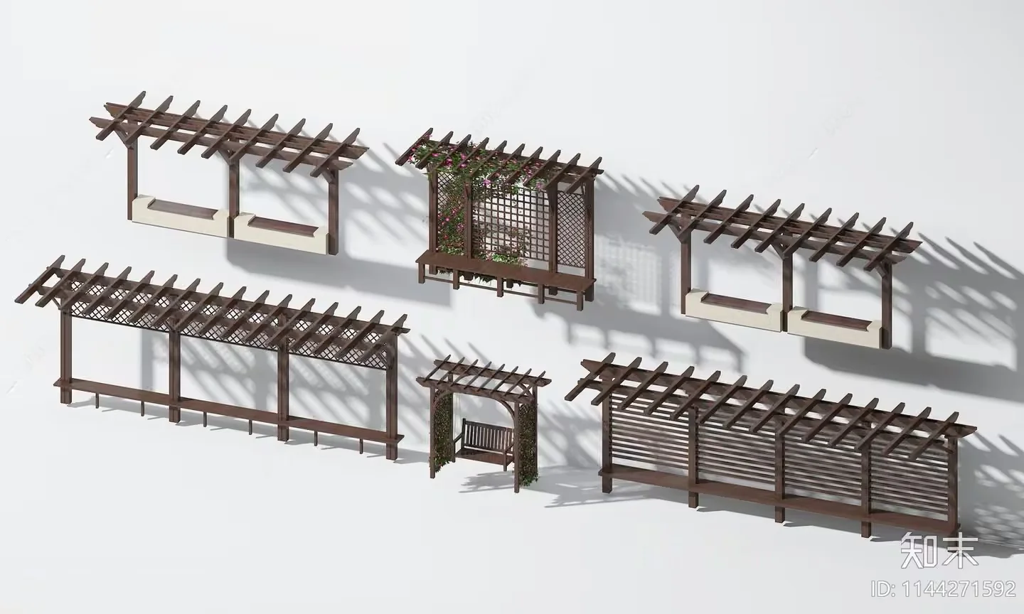 Wooden Garden Pergola 3D Model – 18140 – VRAY Render