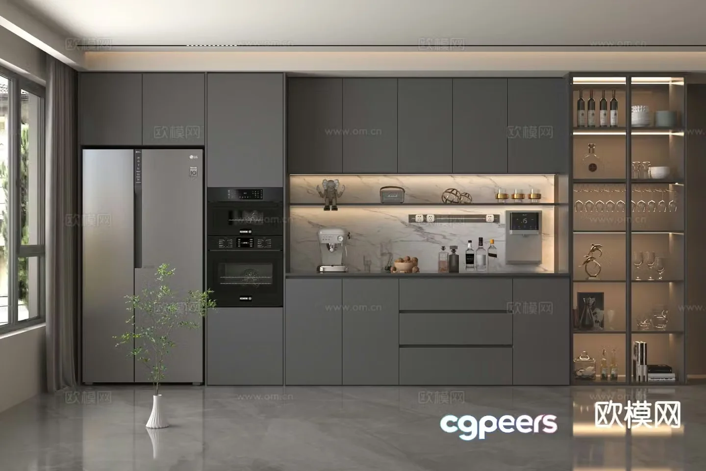 Italian wine cabinet sideboard 3d model