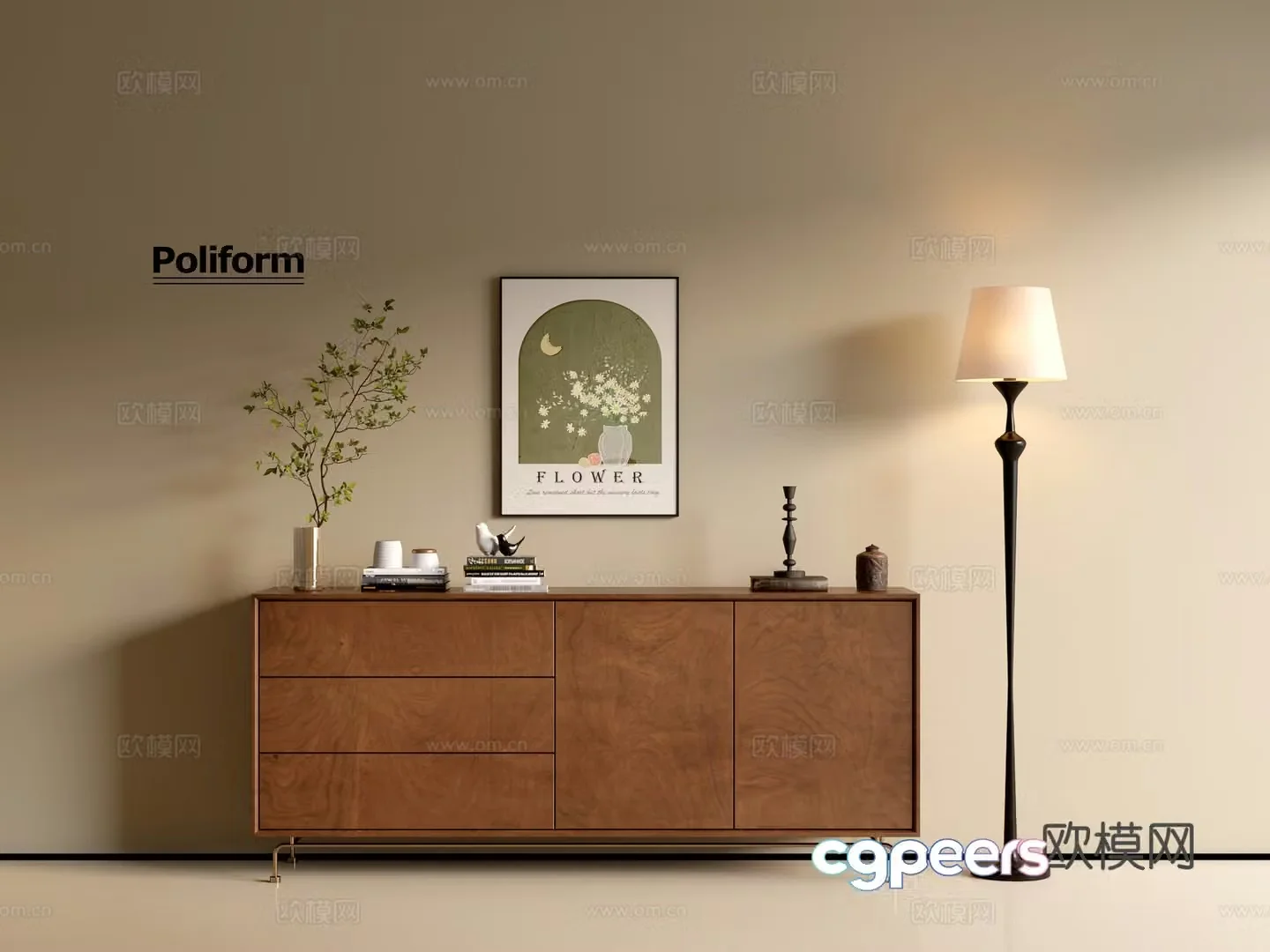 Modern wood grain cabinet ins wind minimalist wind cabinet whole cabinet sideboard balcony cabinet storage 3D model