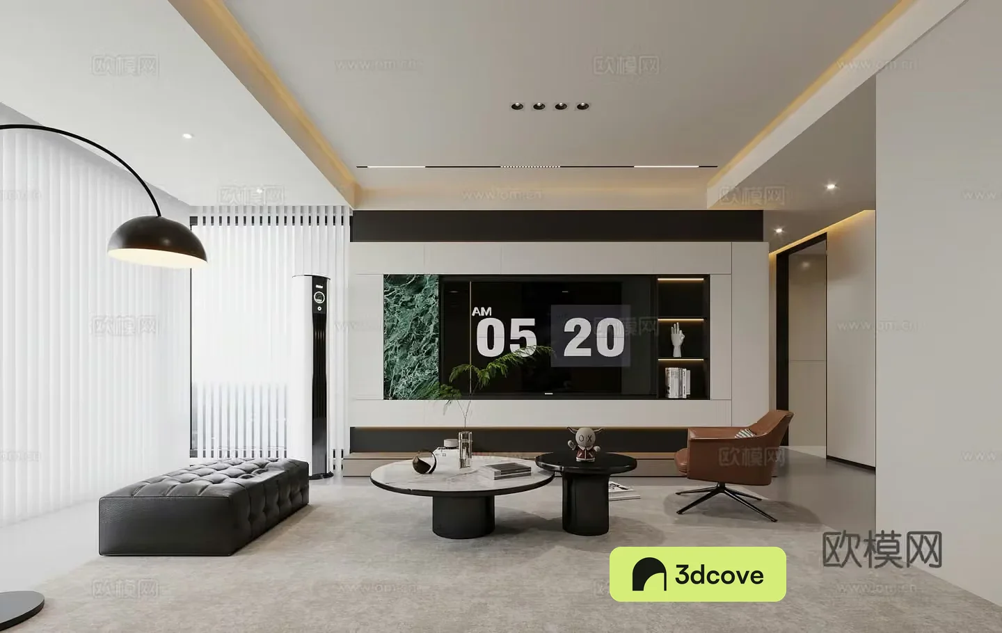 Modern light luxury living restaurant Modern light luxury living room Creamy sideboard Light
