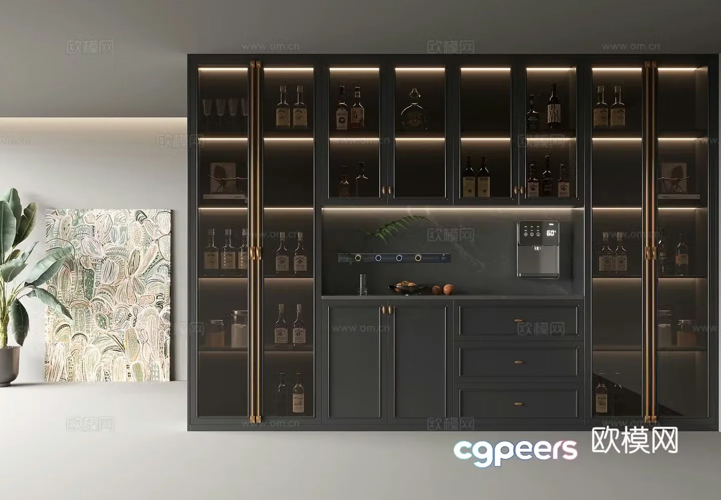 French retro wine cabinet 3d model