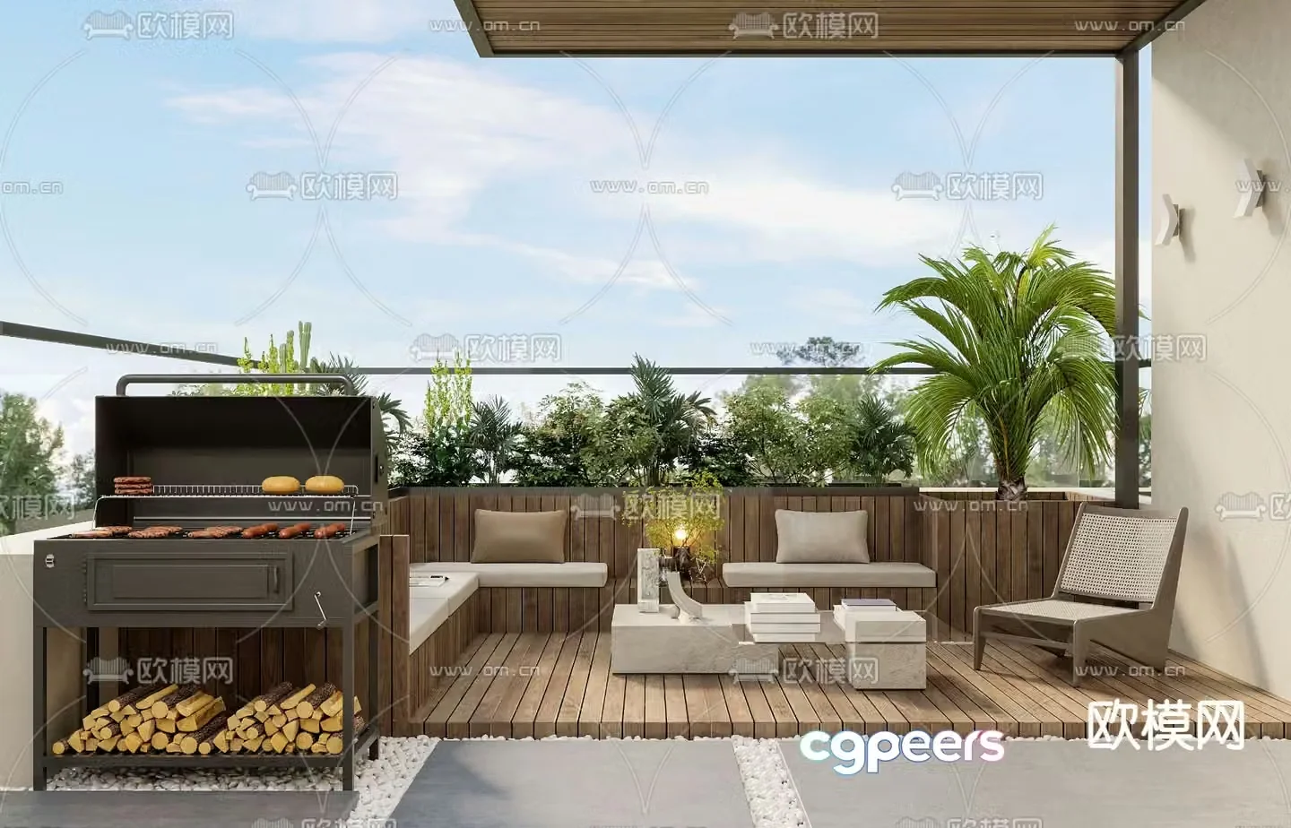 Balcony Garden Roof Garden 3d model