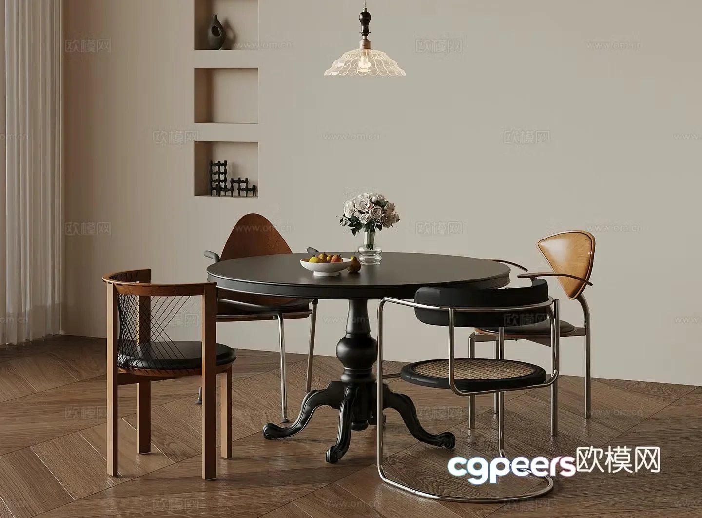 Dining table and chair French ancient dining table and chair Dining table 3D model