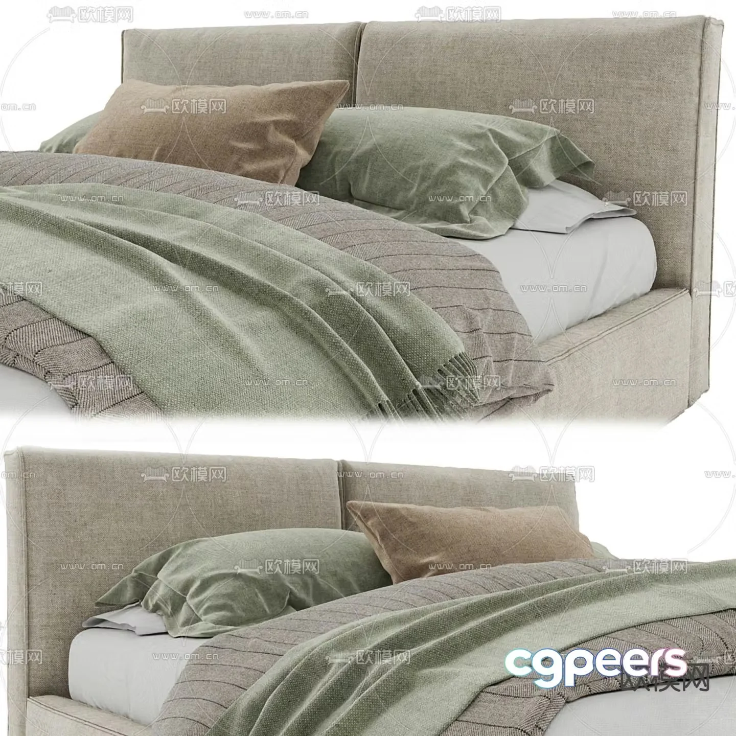 Modern double bed 3d model