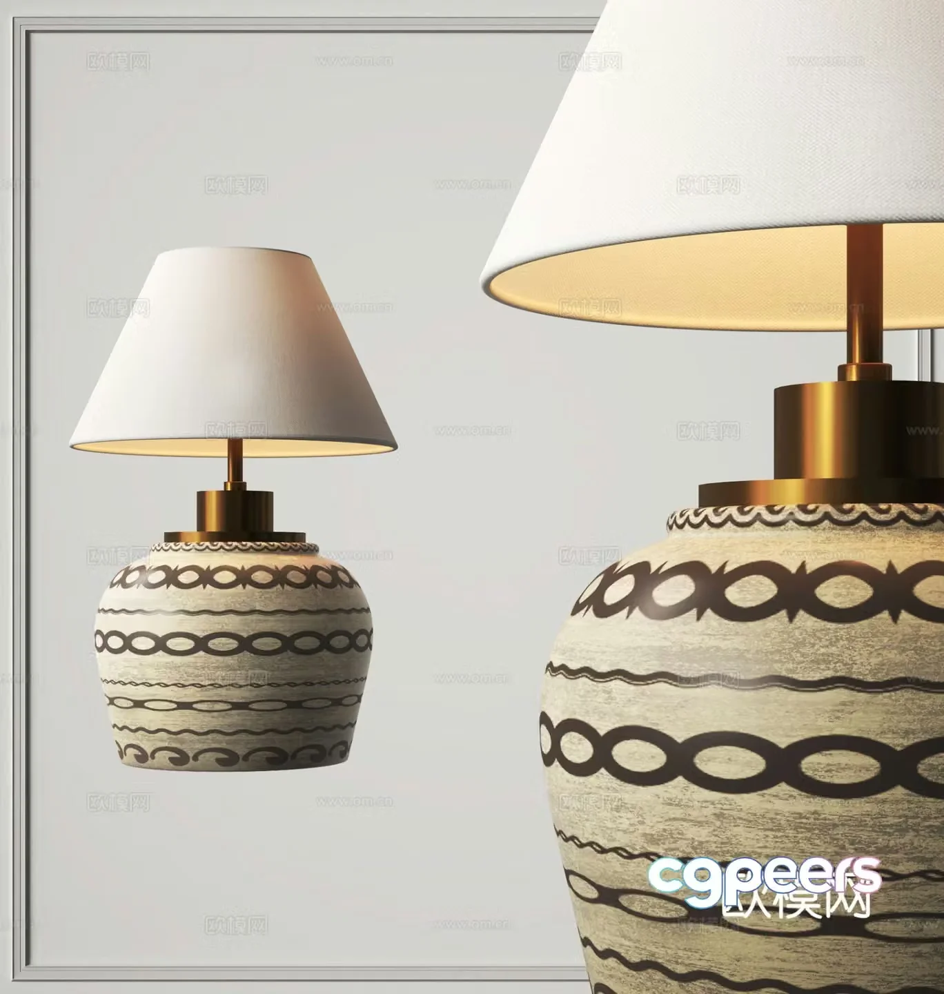 Medieval style table lamp bedroom table lamp 3d model