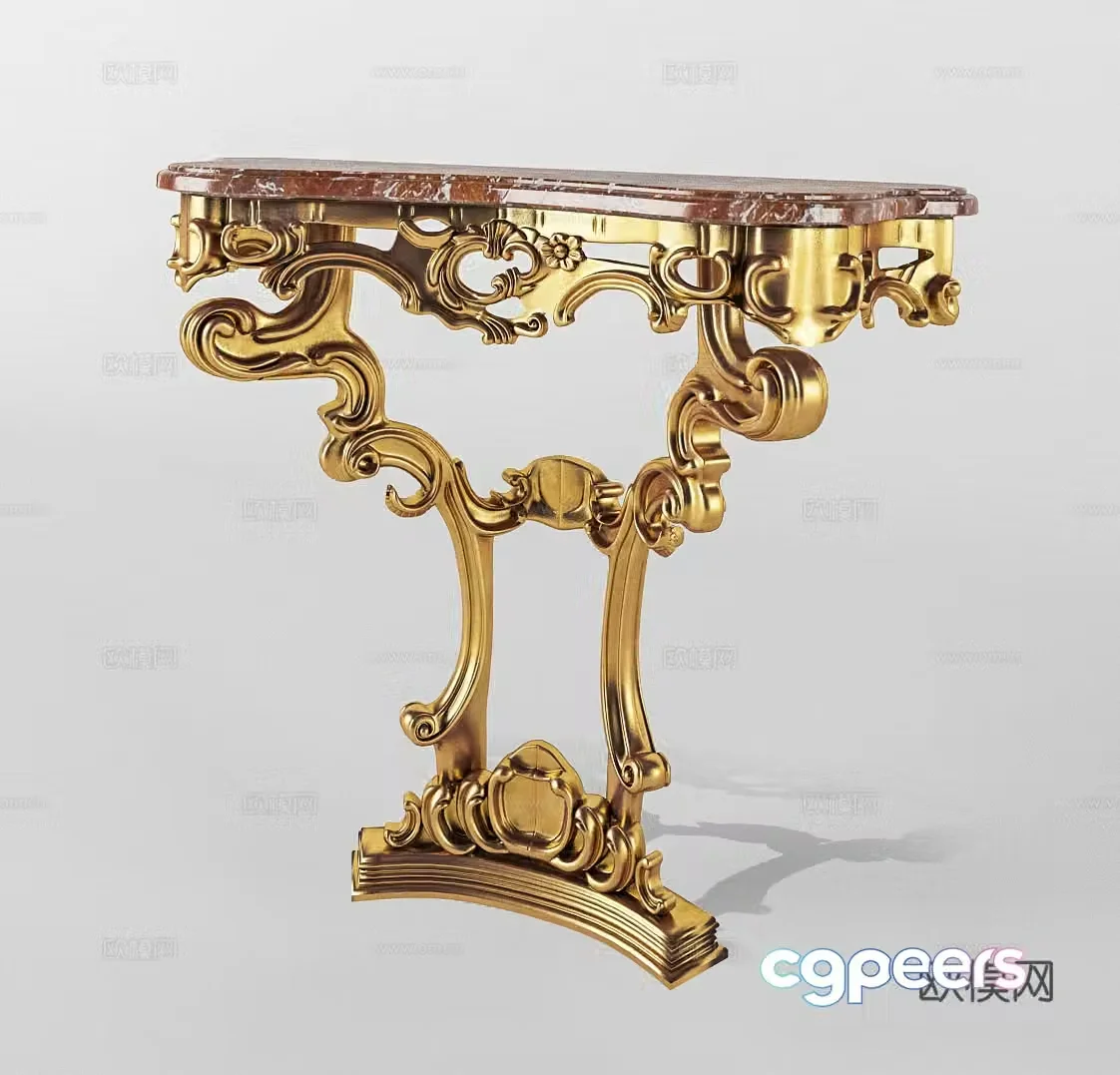 European coffee table retro round table 3D model
