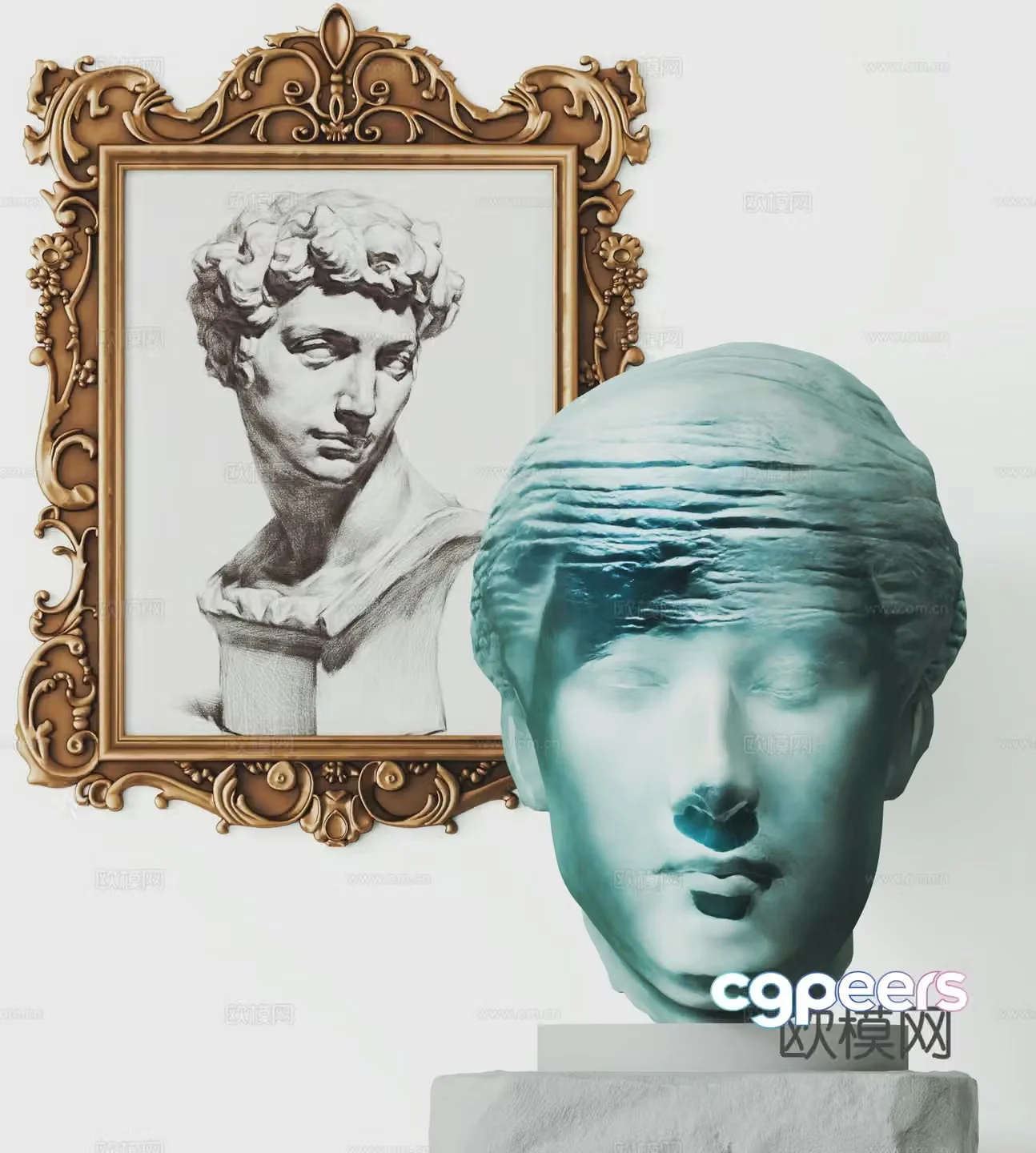 European plaster sculpture Portrait sculpture Art sculpture Installation ornaments Hanging painting 3D model