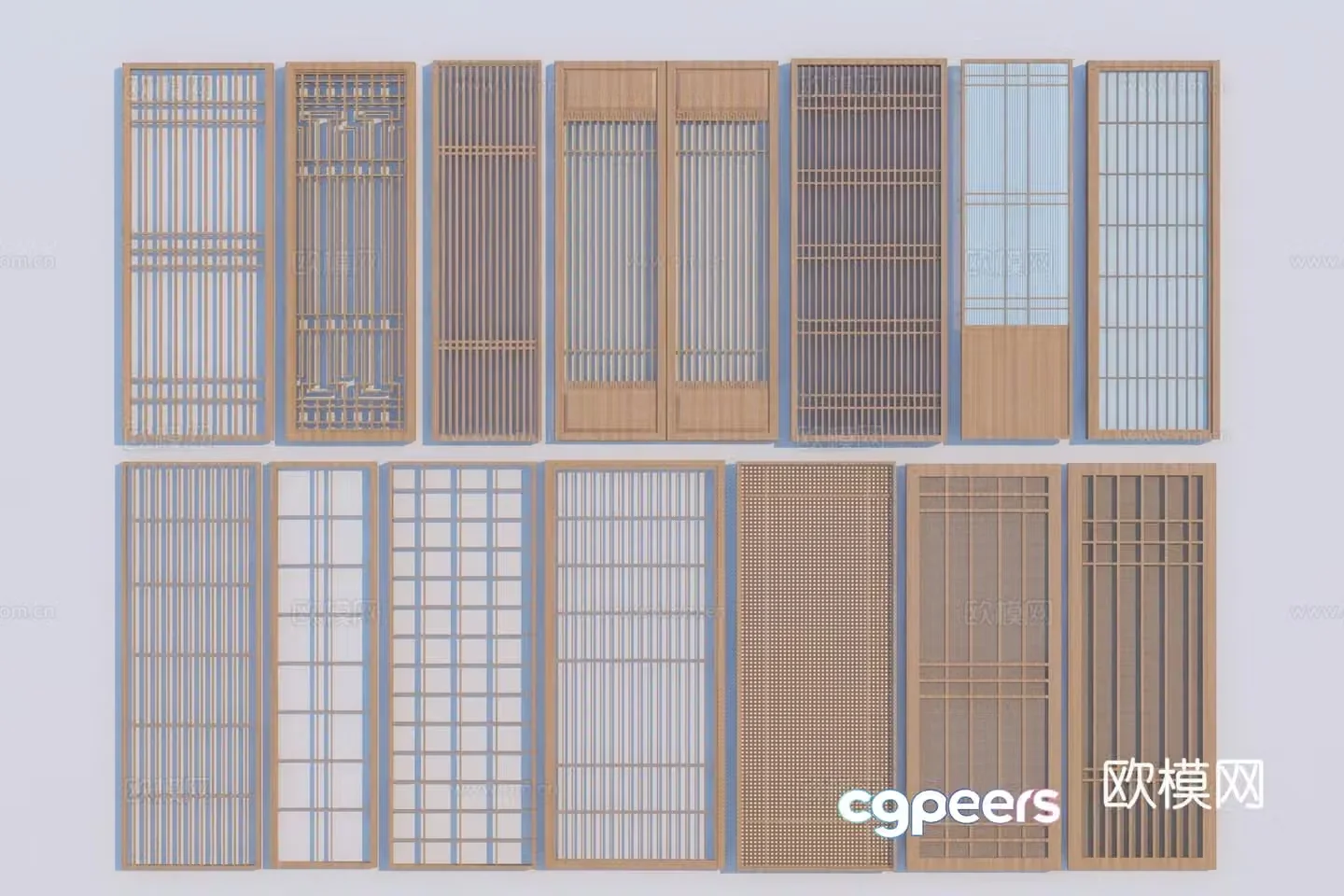 New Chinese style screen grille screen 3d model