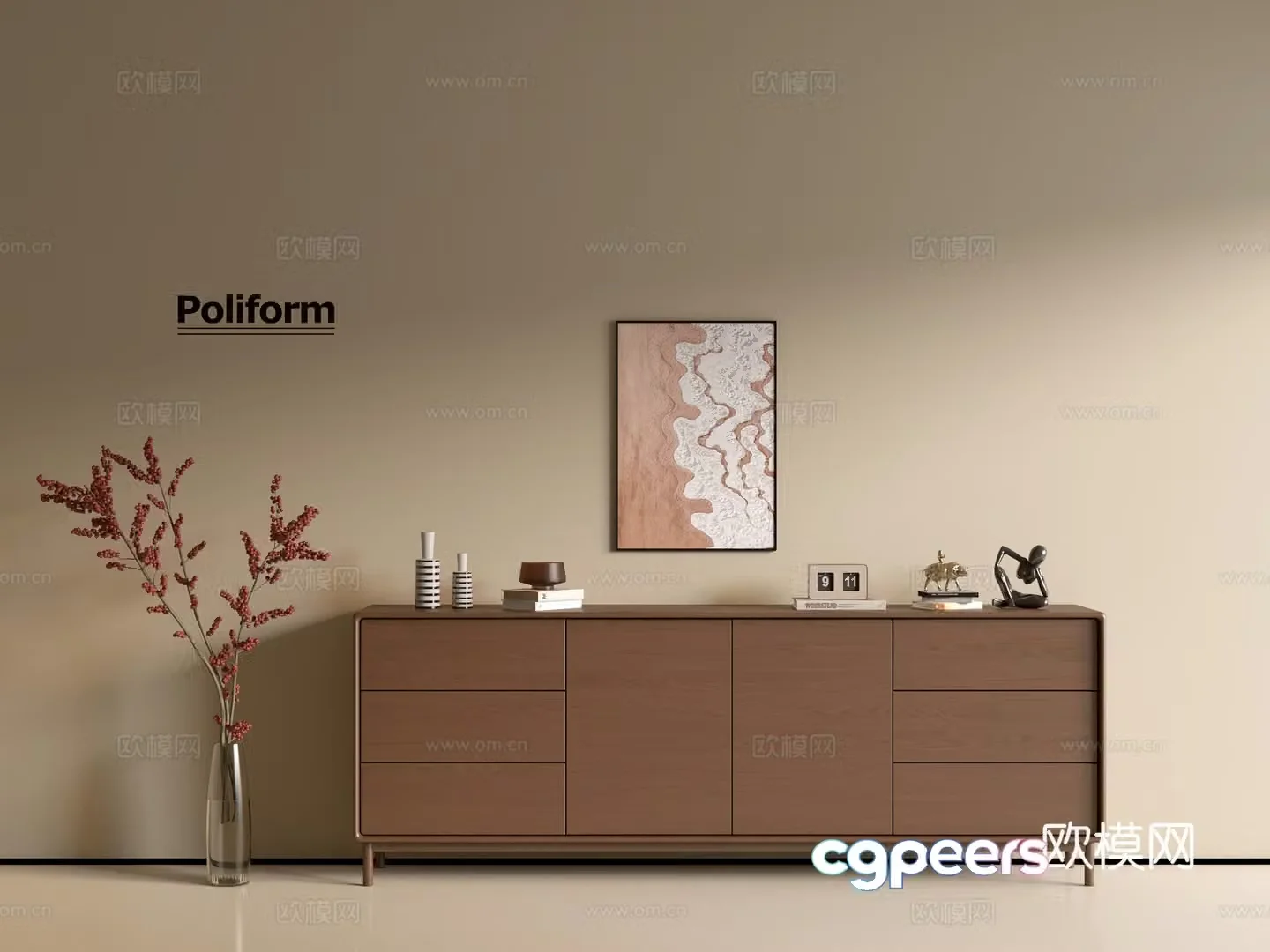 Modern wood grain cabinet ins wind minimalist wind cabinet whole cabinet sideboard balcony cabinet storage 3D model