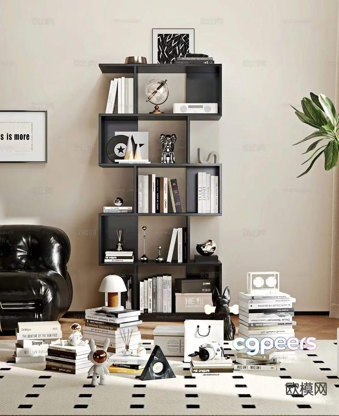 Modern open bookcase shelf 3d model