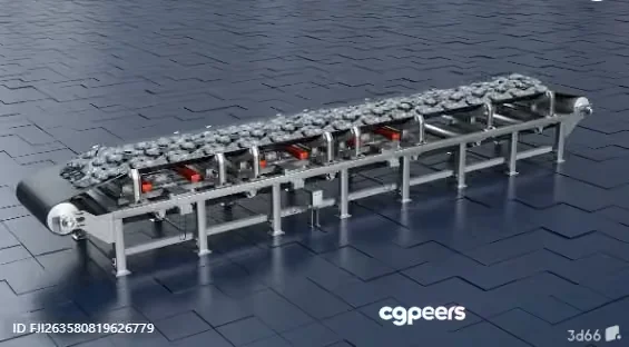 Industrial Conveyor Belt 3D Model – 11466 – VRAY Render