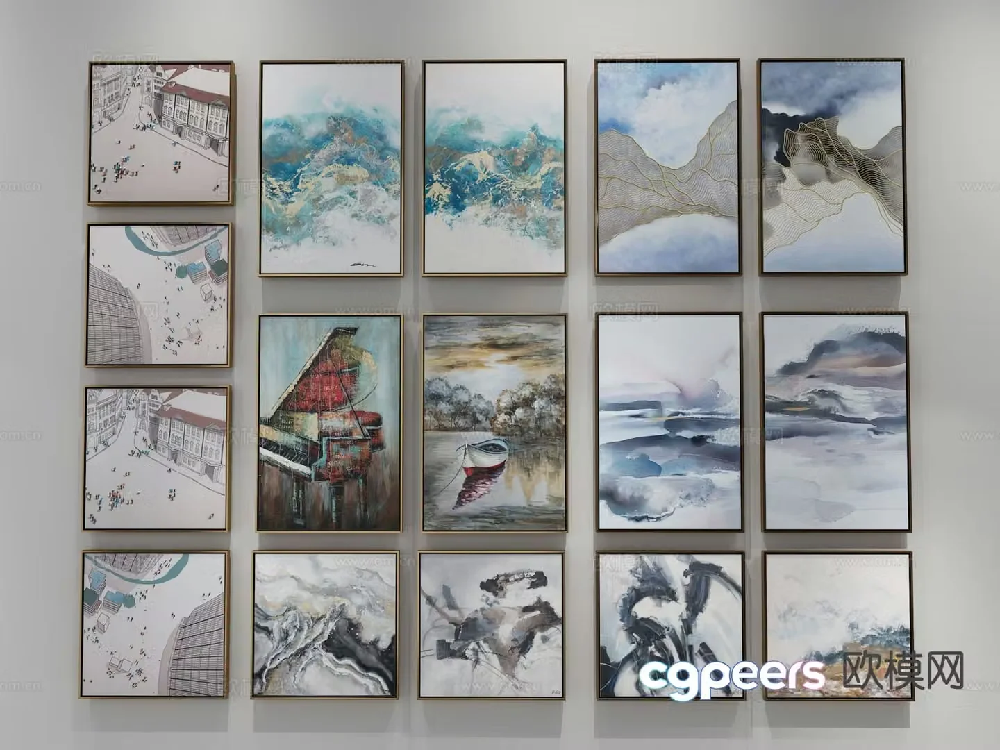 Watercolor painting art painting decorative painting 3d model