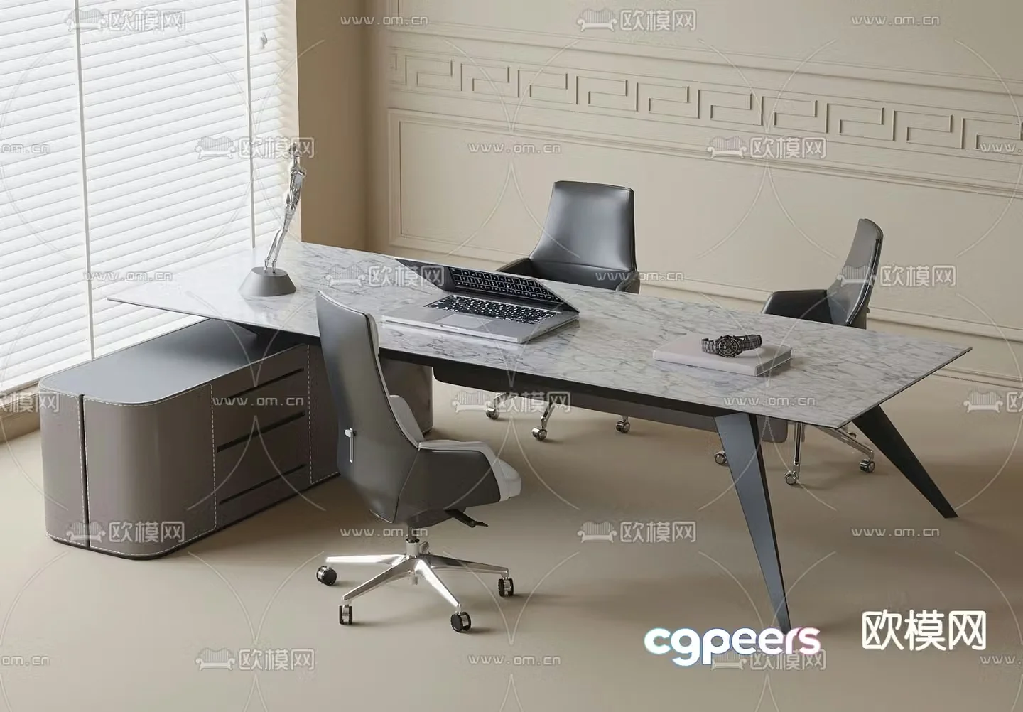 Modern office desk boss desk 3d model