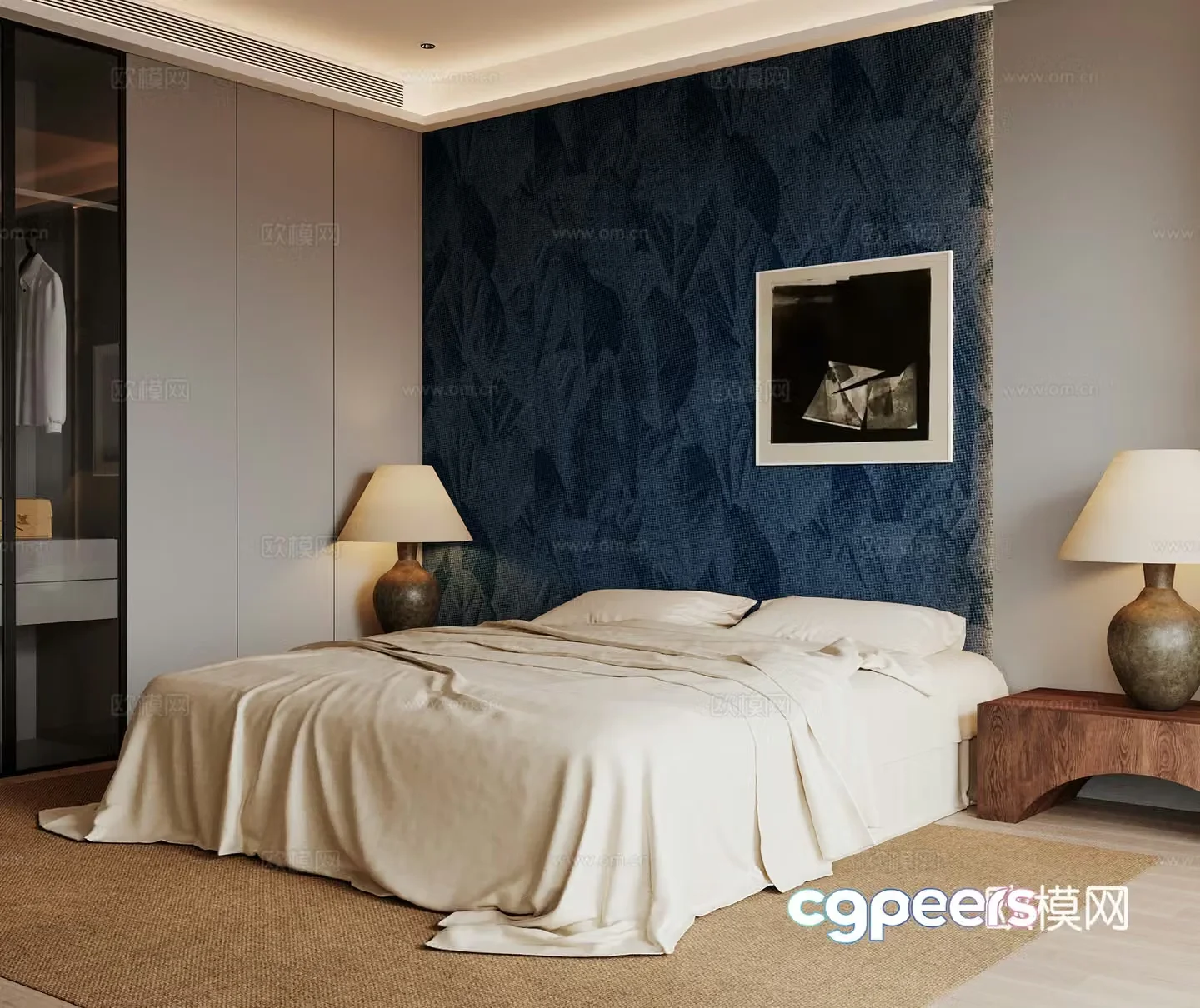 Modern double bed 3d model
