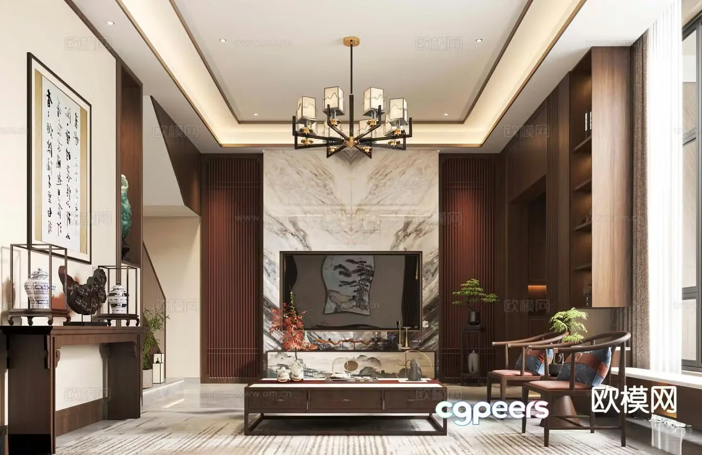 New Chinese style living room 3d model