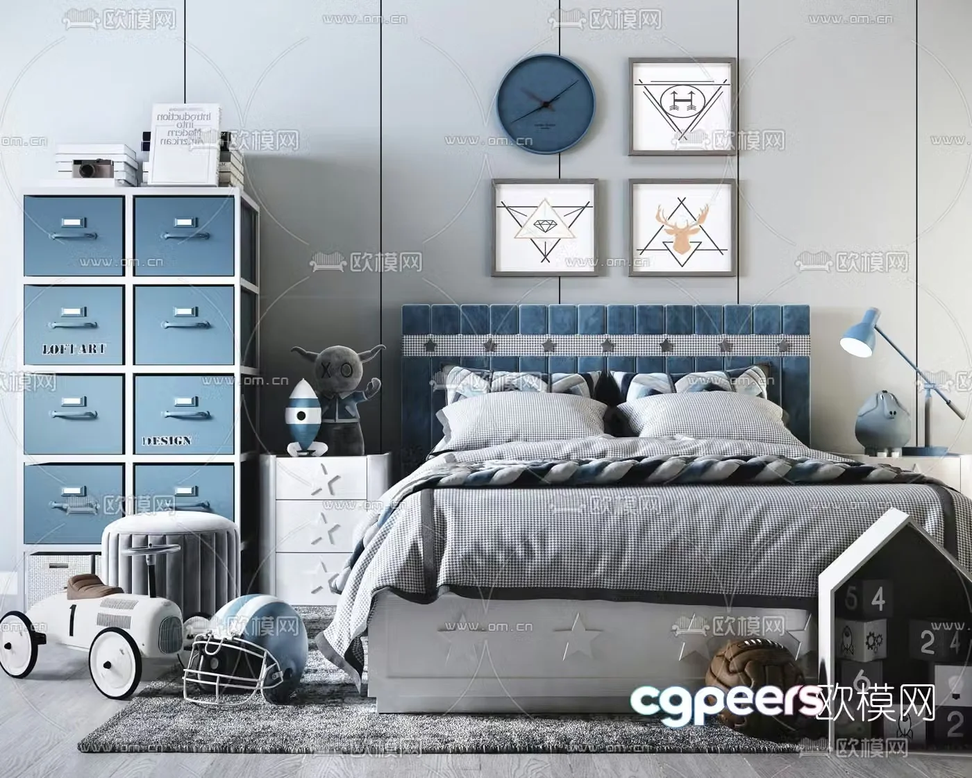 Modern fabric children’s bed 3d model