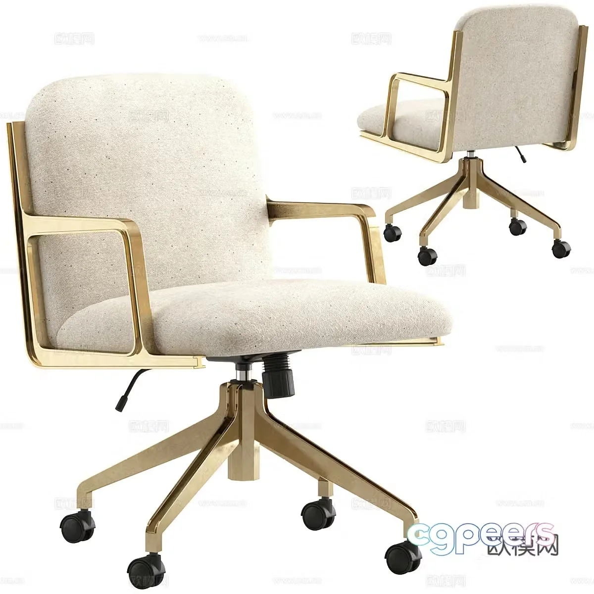 Modern light luxury fabric office chair 3D model