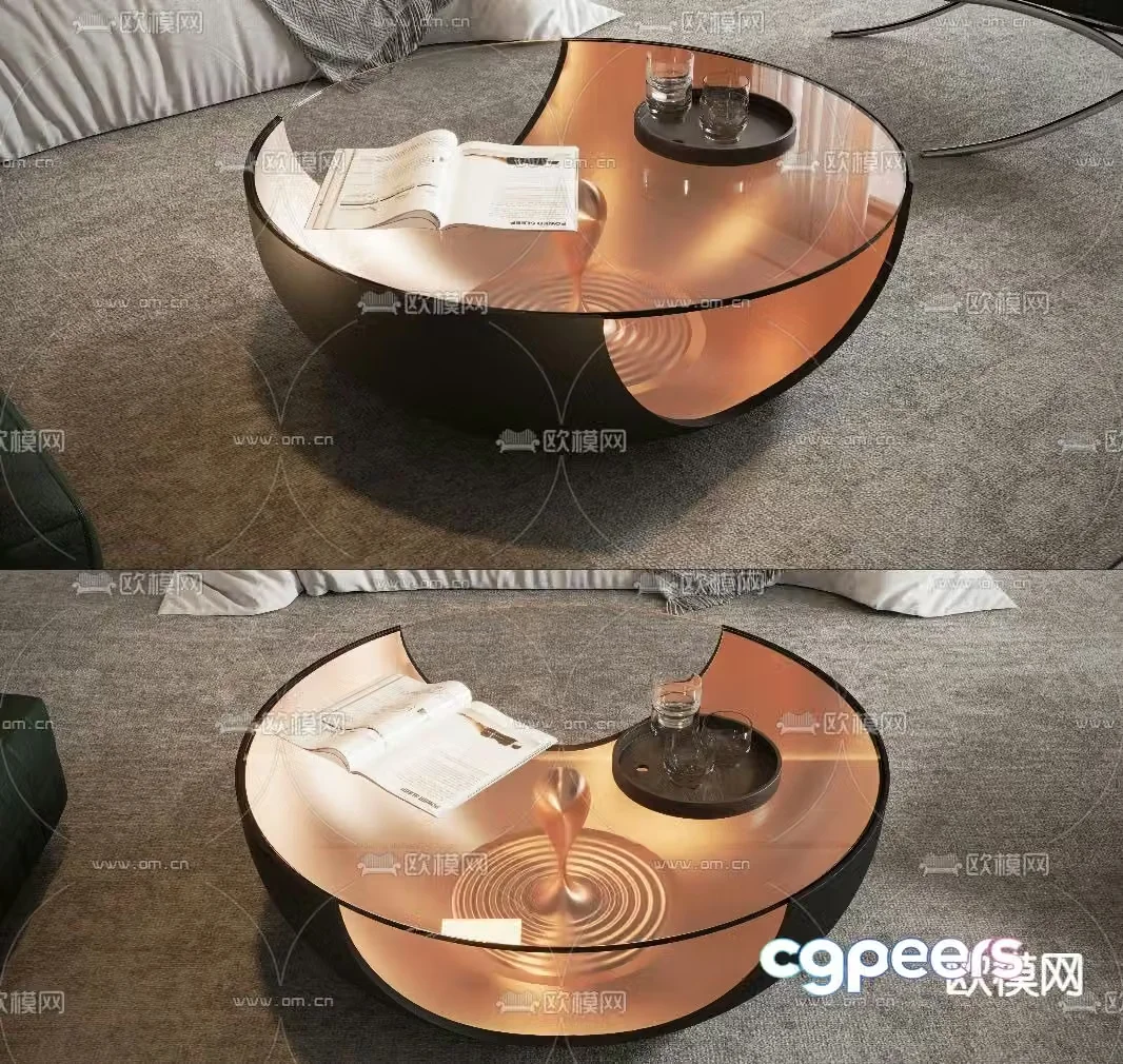 Glass coffee table round coffee table 3d model