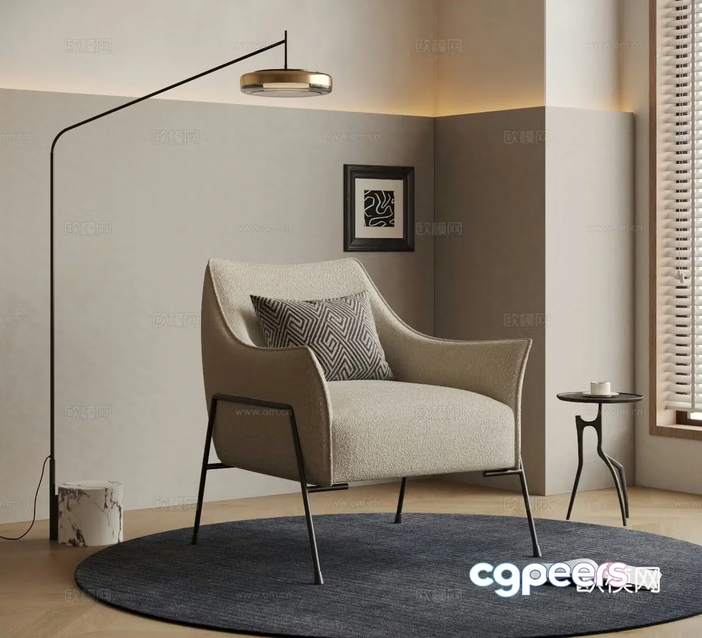 Leisure chair carpet single chair casual sofa hanging painting carpet 3d model