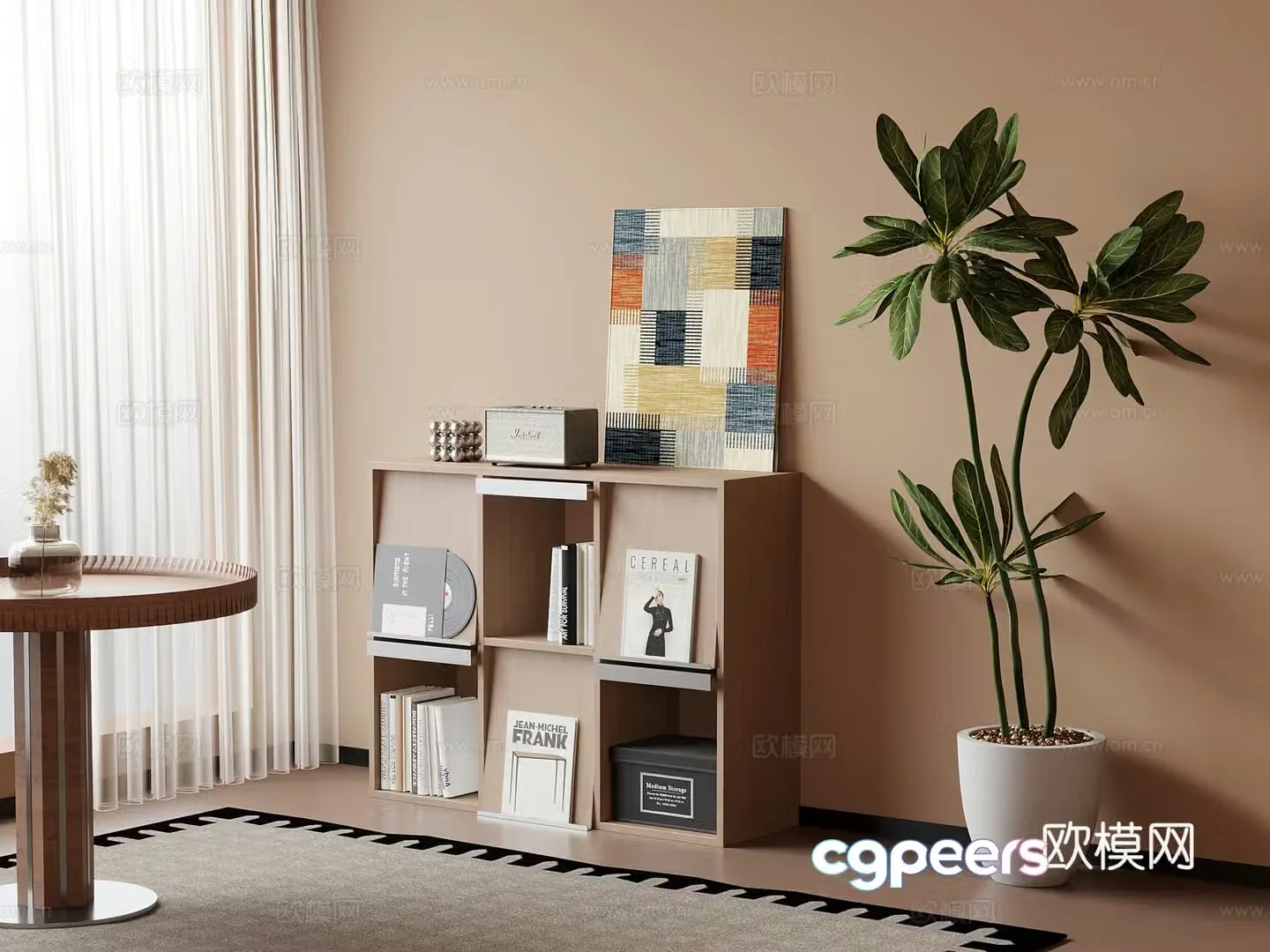 Middle-aged bookcase low cabinet 3D model