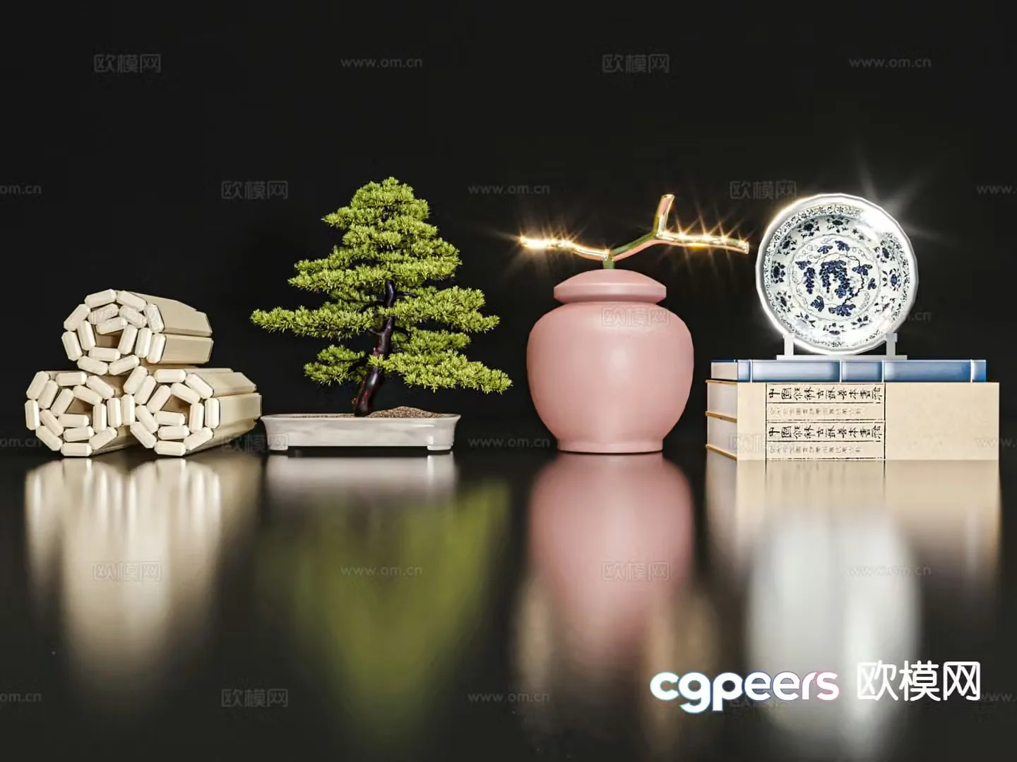 New Chinese style jewelry ornaments 3D model