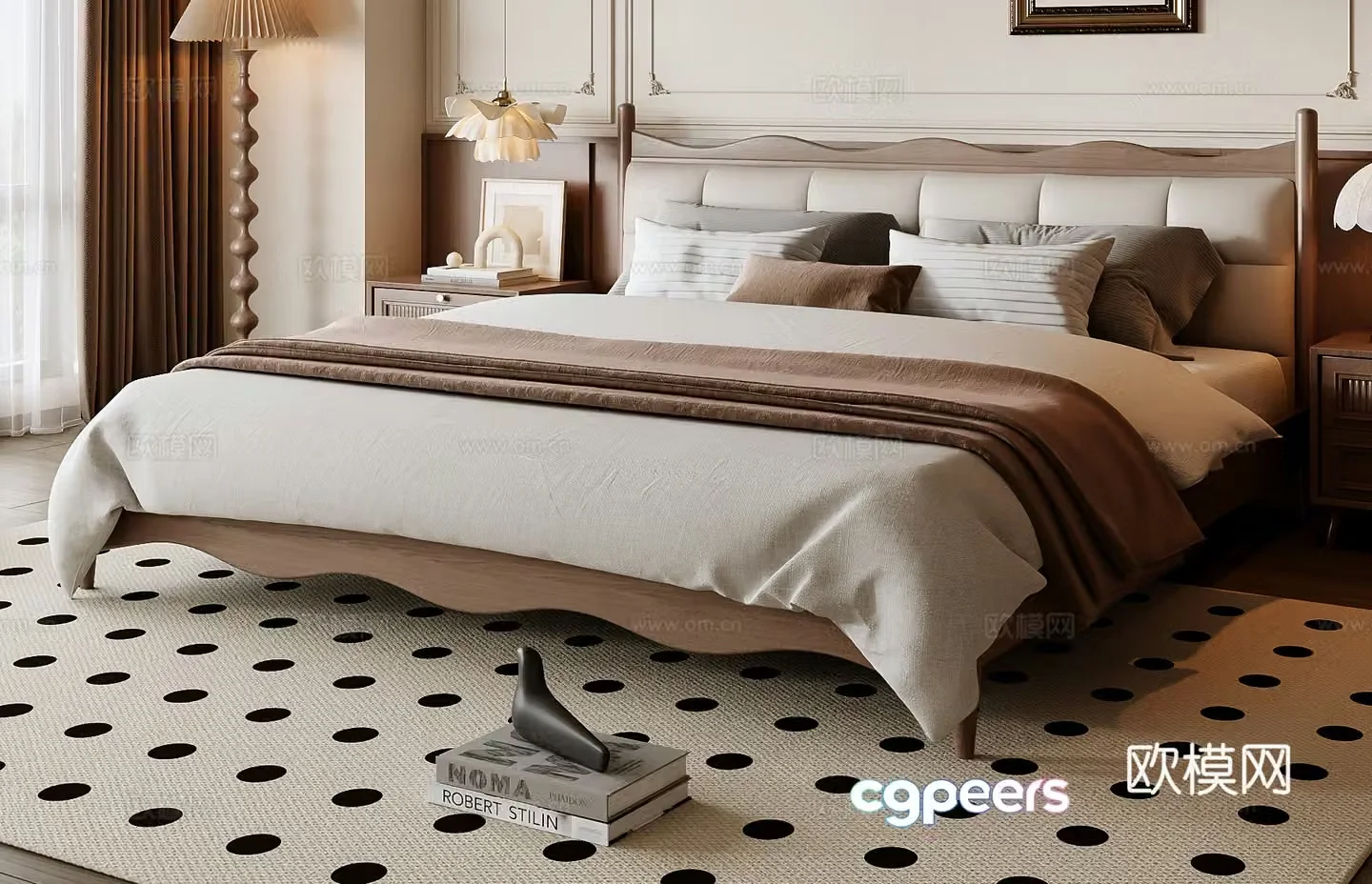 Middle-aged double bed 3D model