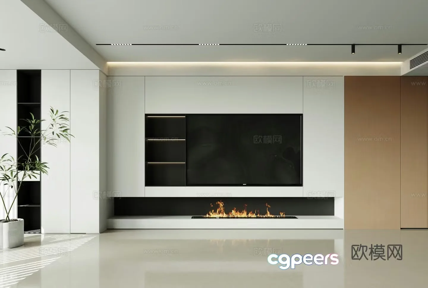 Modern TV background wall 3d model