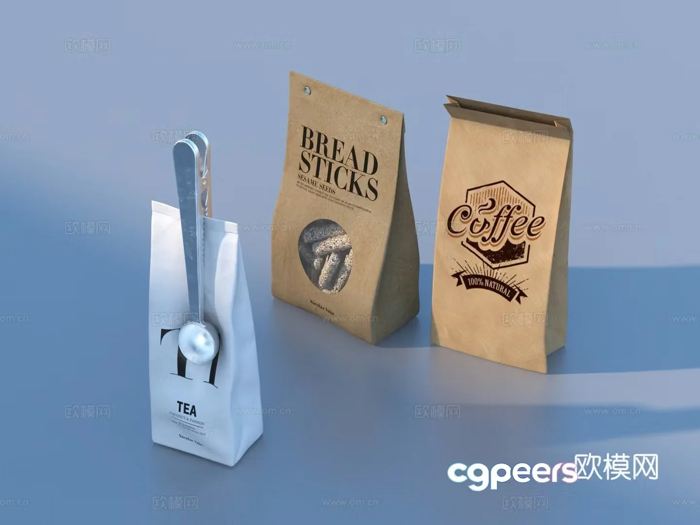 Paper bag coffee bag tea bag packaging bag 3d model