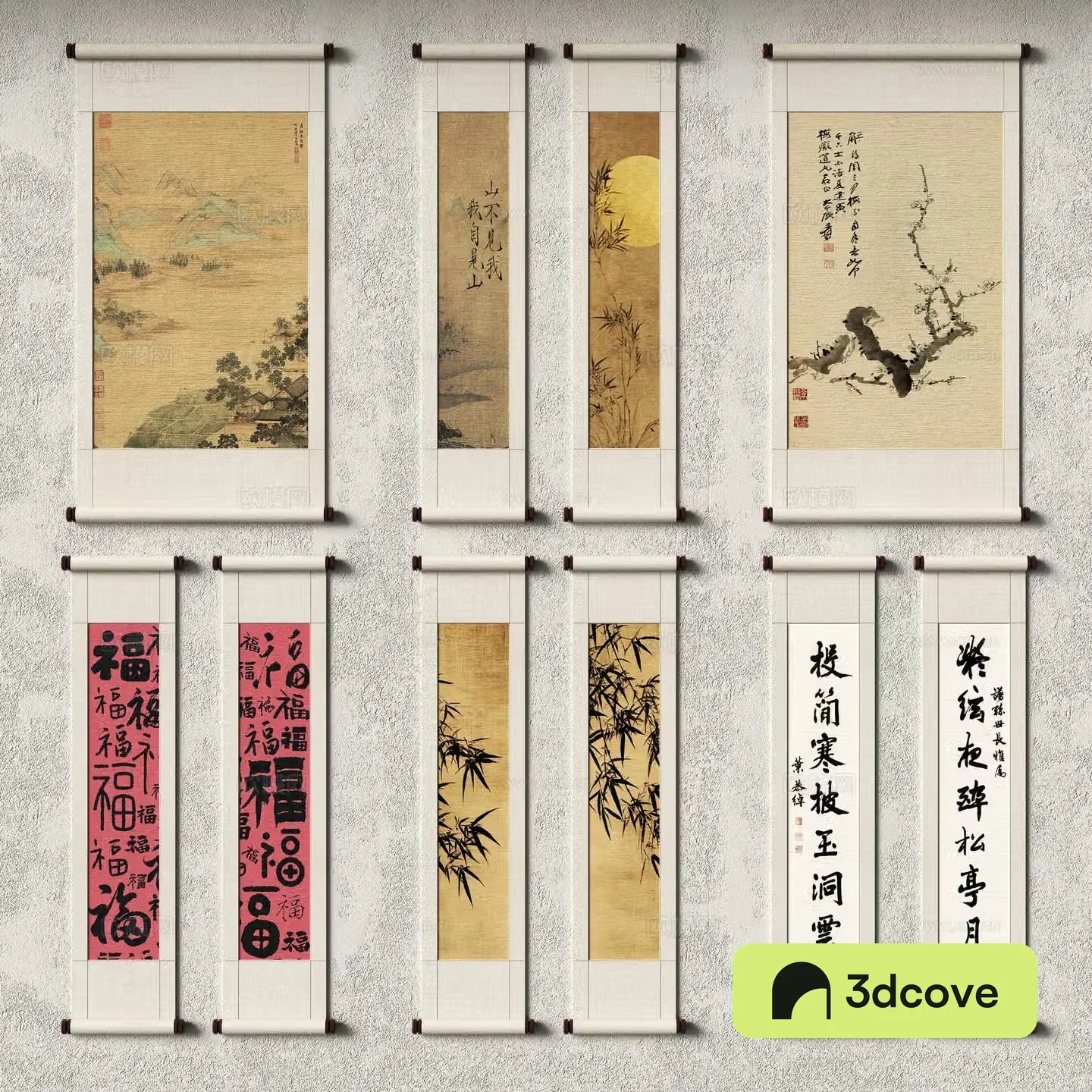 New Chinese style scroll hanging paintings calligraphy and painting