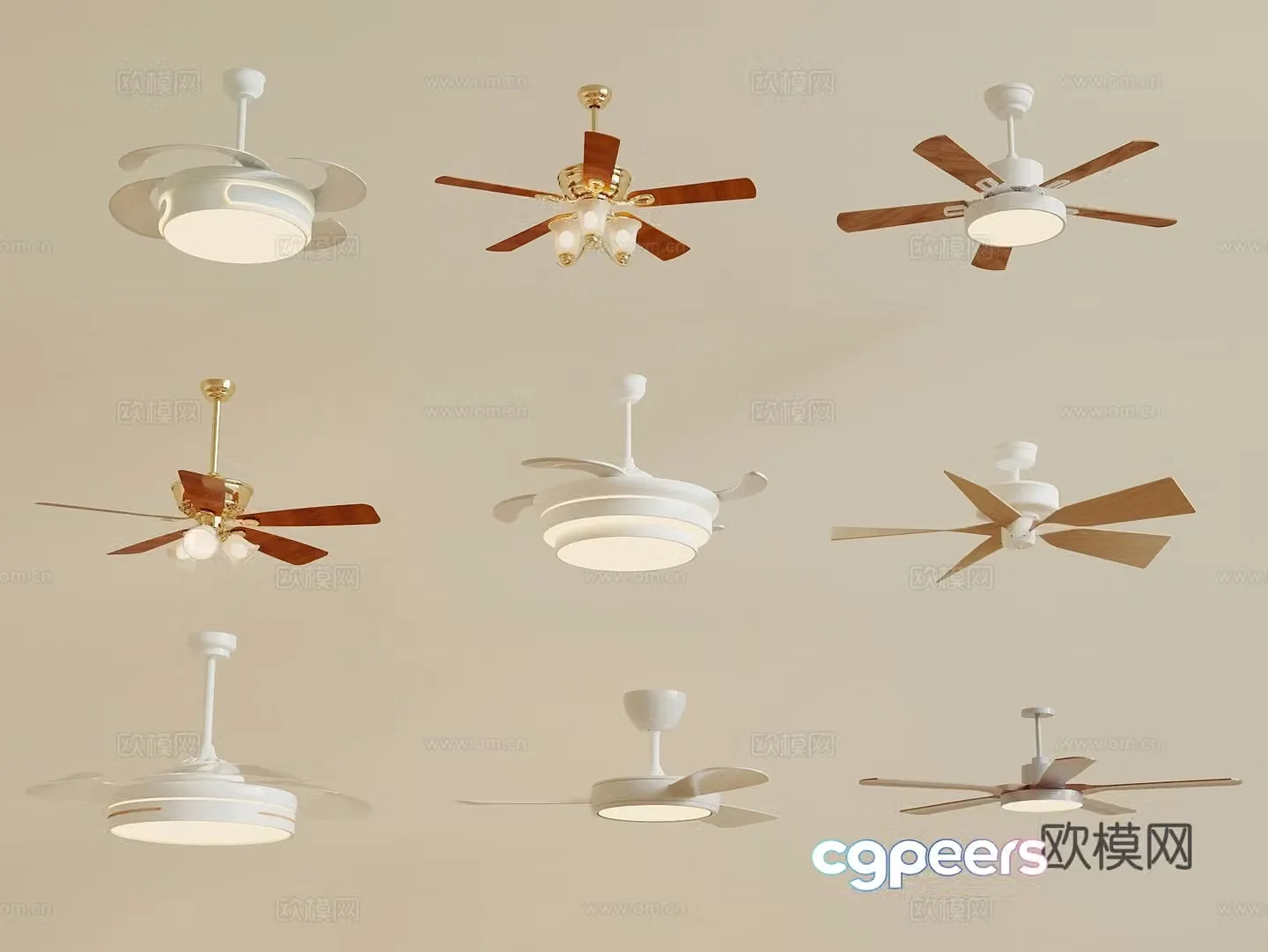 Modern fan light Cream fan light 3d model