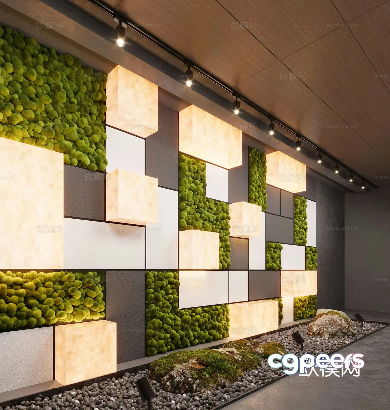 Modern plant wall moss model wall 3d model
