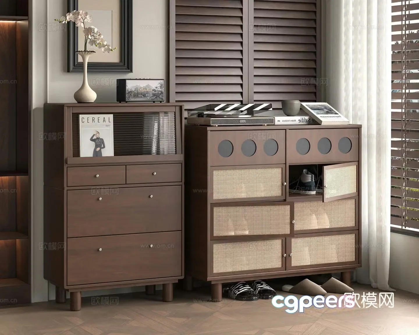 Middle-aged shoe cabinet 3D model