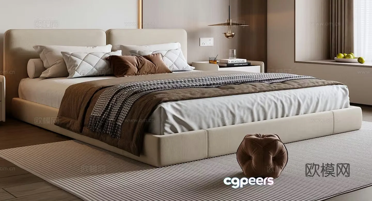 Modern double bed 3d model