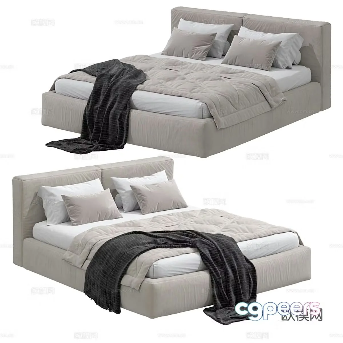 Modern double bed 3D model