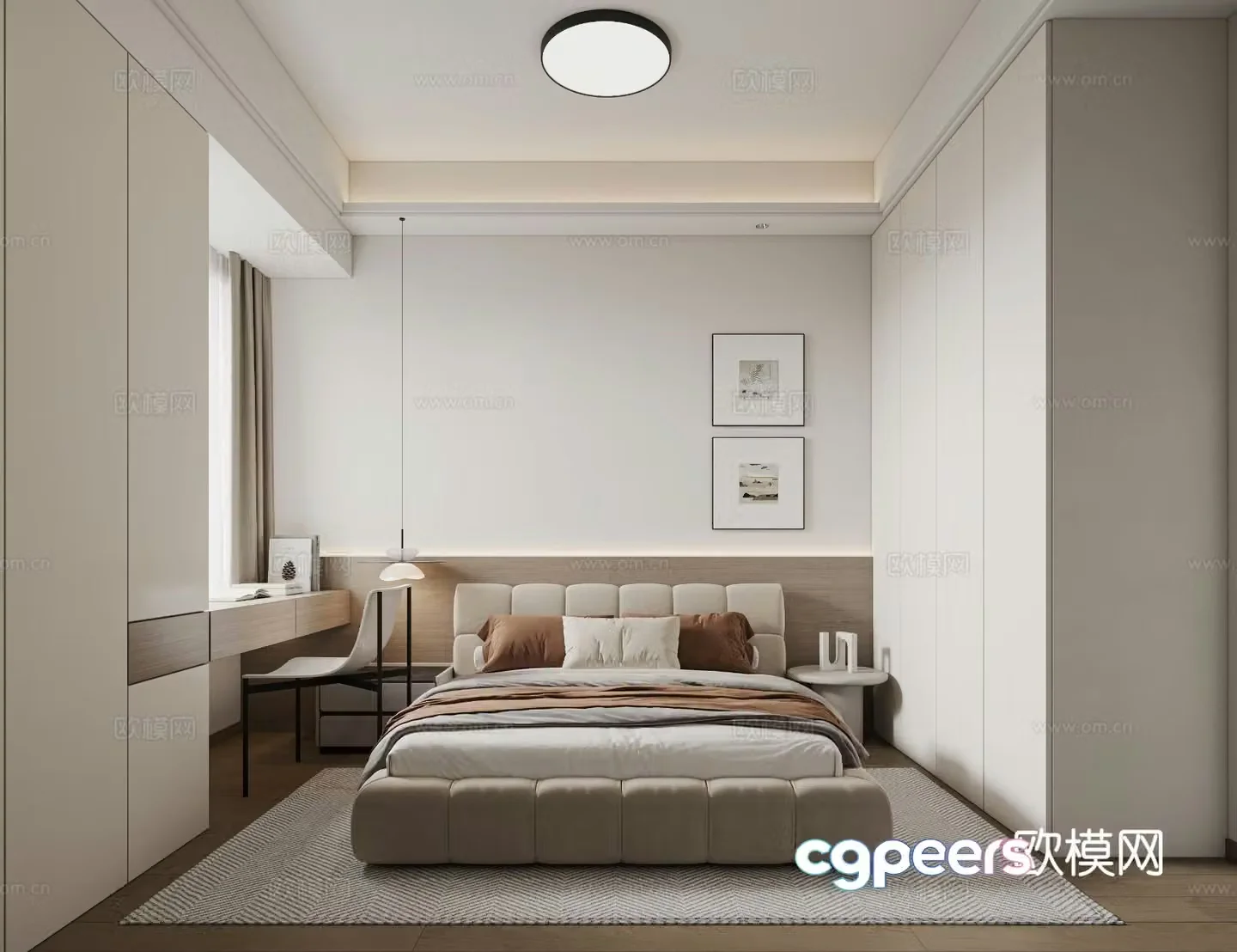 Modern minimalist bedroom second bedroom 3D model