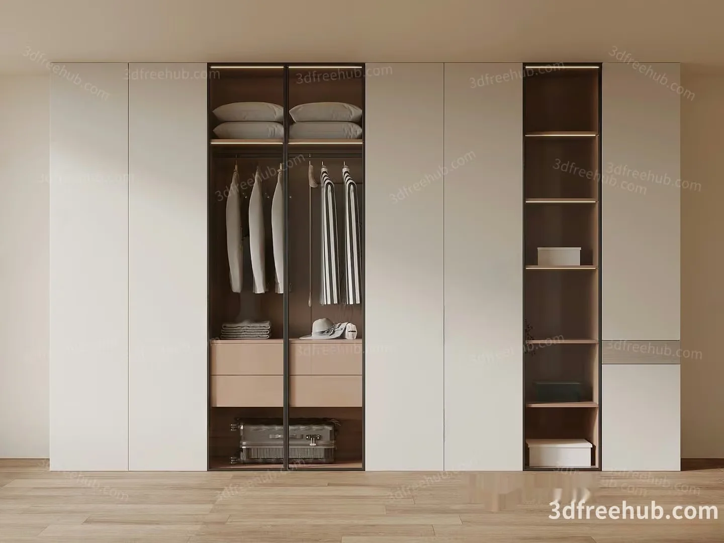Modern Closet With Shelves 3D Model – 19672 – VRAY Render