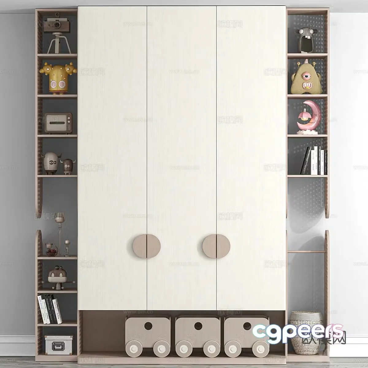 Modern creamy style children’s wardrobe 3d model