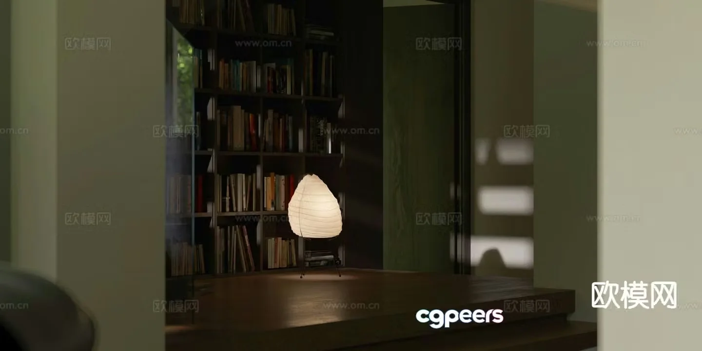 Modern desk lamp paper lantern 3d model