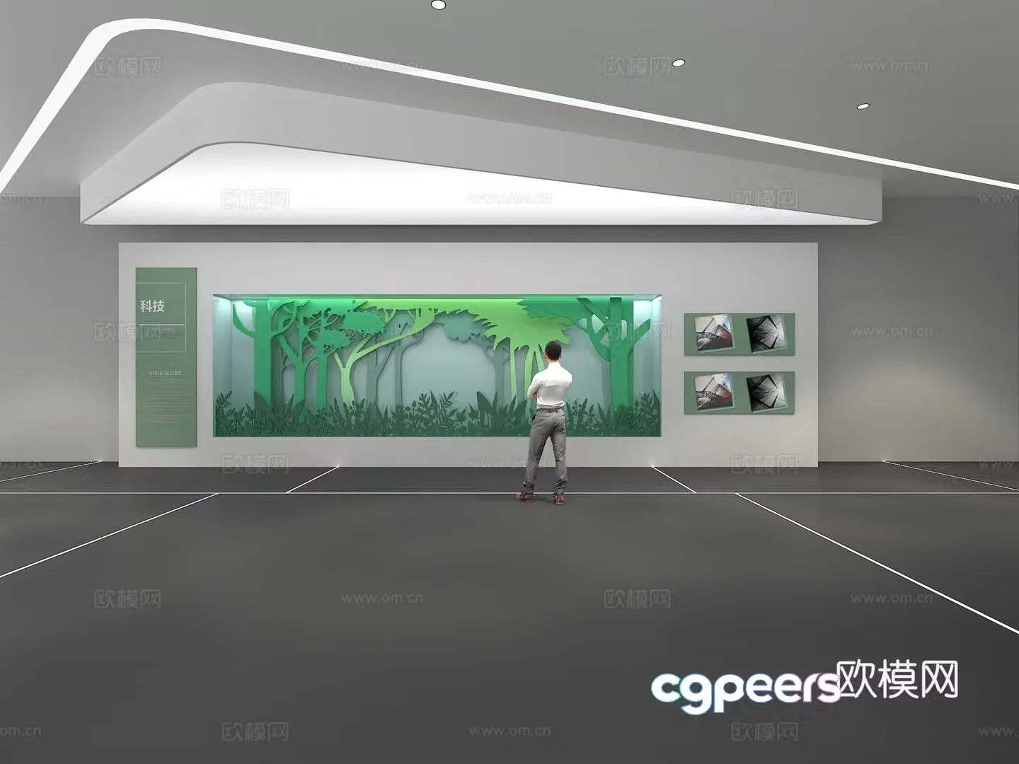 Cultural wall Corporate culture wall Display wall Theme wall Exhibition hall Campus culture Corridor 3D model