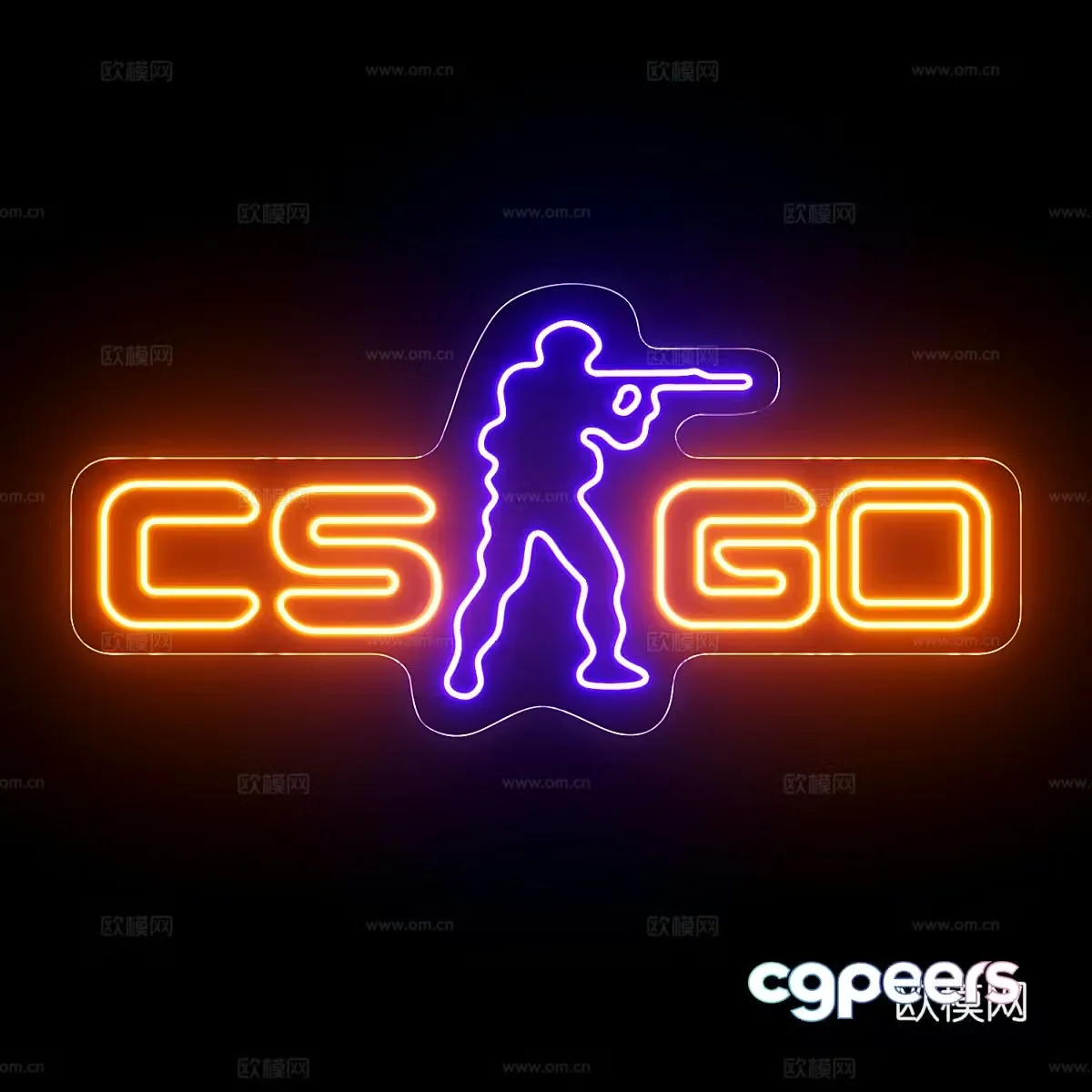 Modern CS Counter-Strike Neon Sign 3D Model