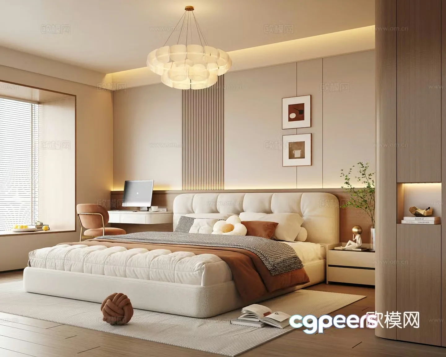 Cream style bedroom master bedroom 3d model