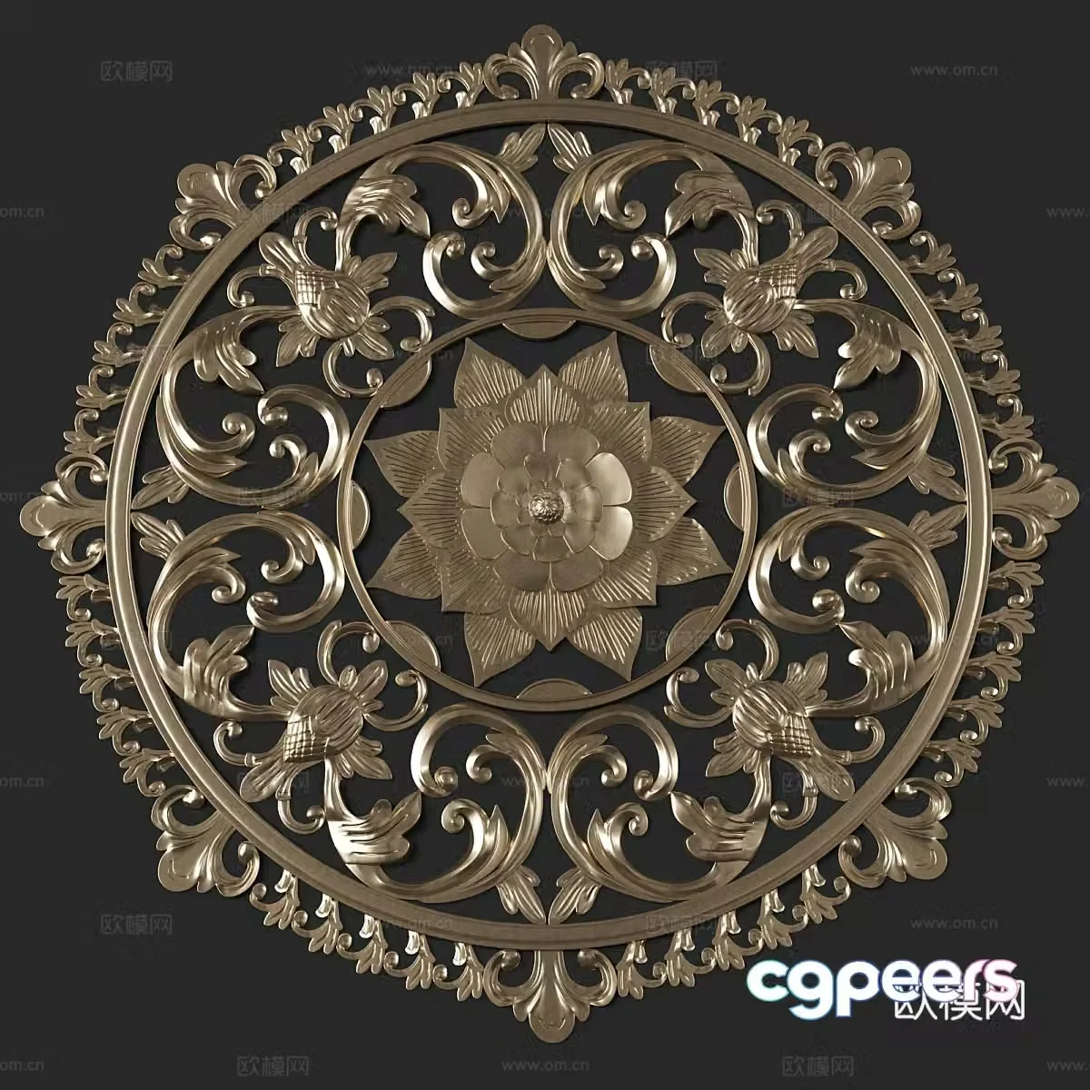 New Chinese style carved wall decoration carved 3D model