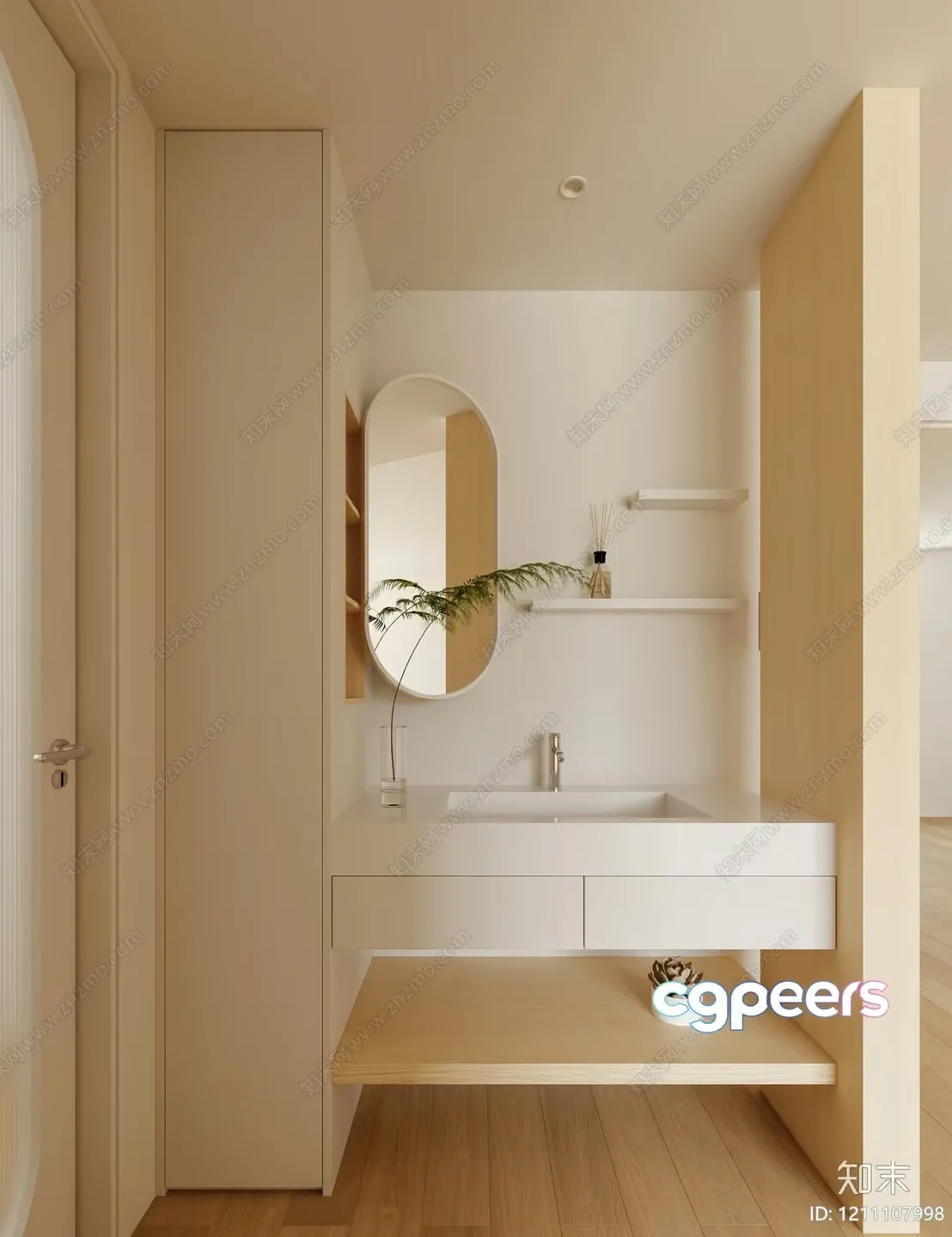 Simple Bathroom Vanity 3D Model – 12794 – VRAY Render
